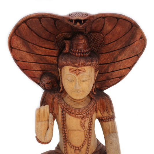 Hand Carved Buddha Statue - Shiva with Cobra - 50cm