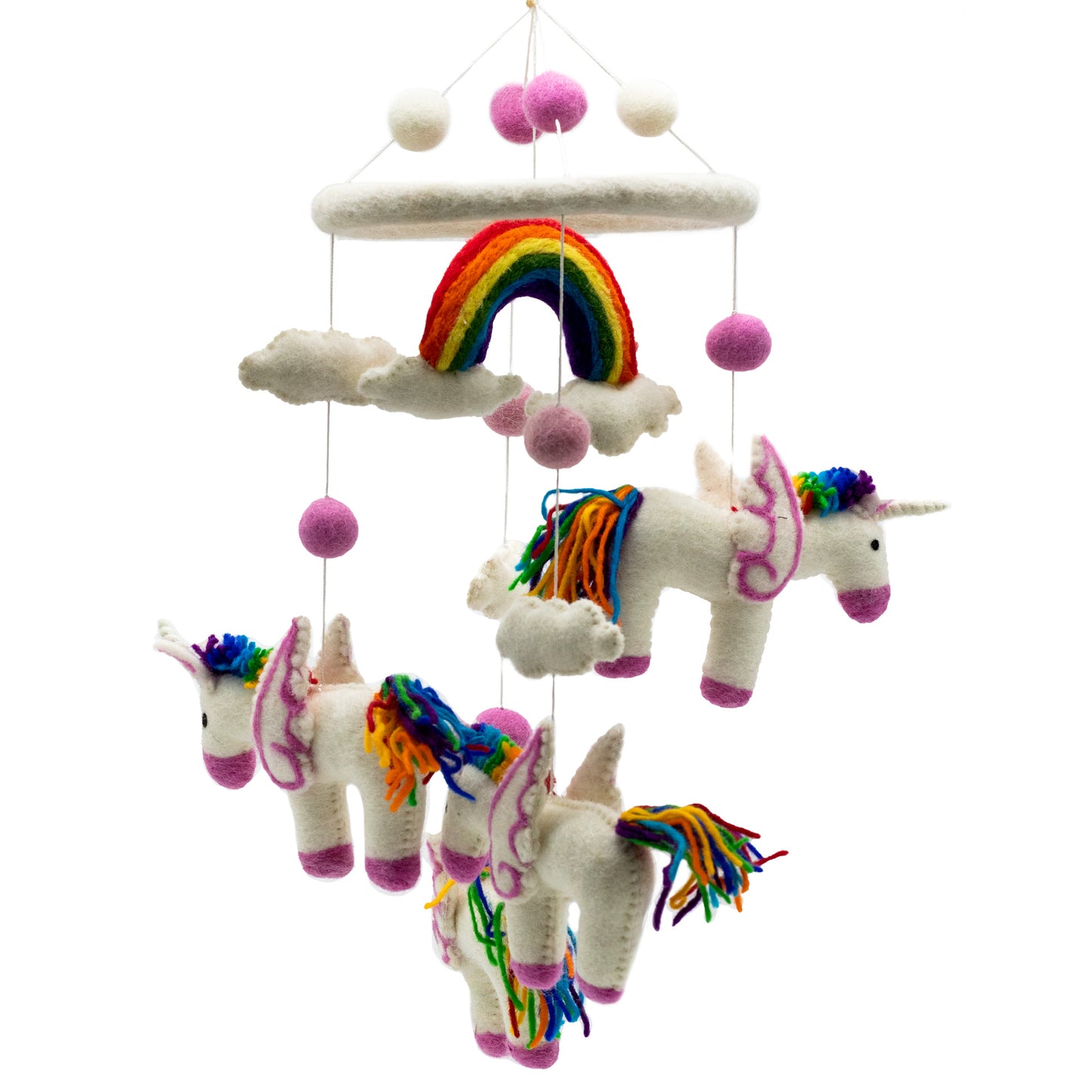 Mobile en feutre fait main Licorne – Décoration pour chambre de bébé par Terre d'Artisanat