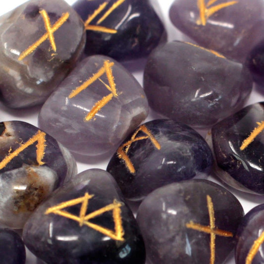 Indian Runes in Pouch - Amethyst