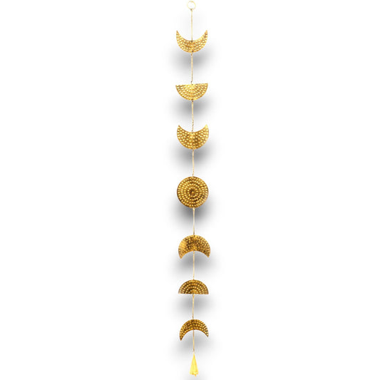 Indian Chimes - Brass Moon Phases Drop with Bell - 25cm