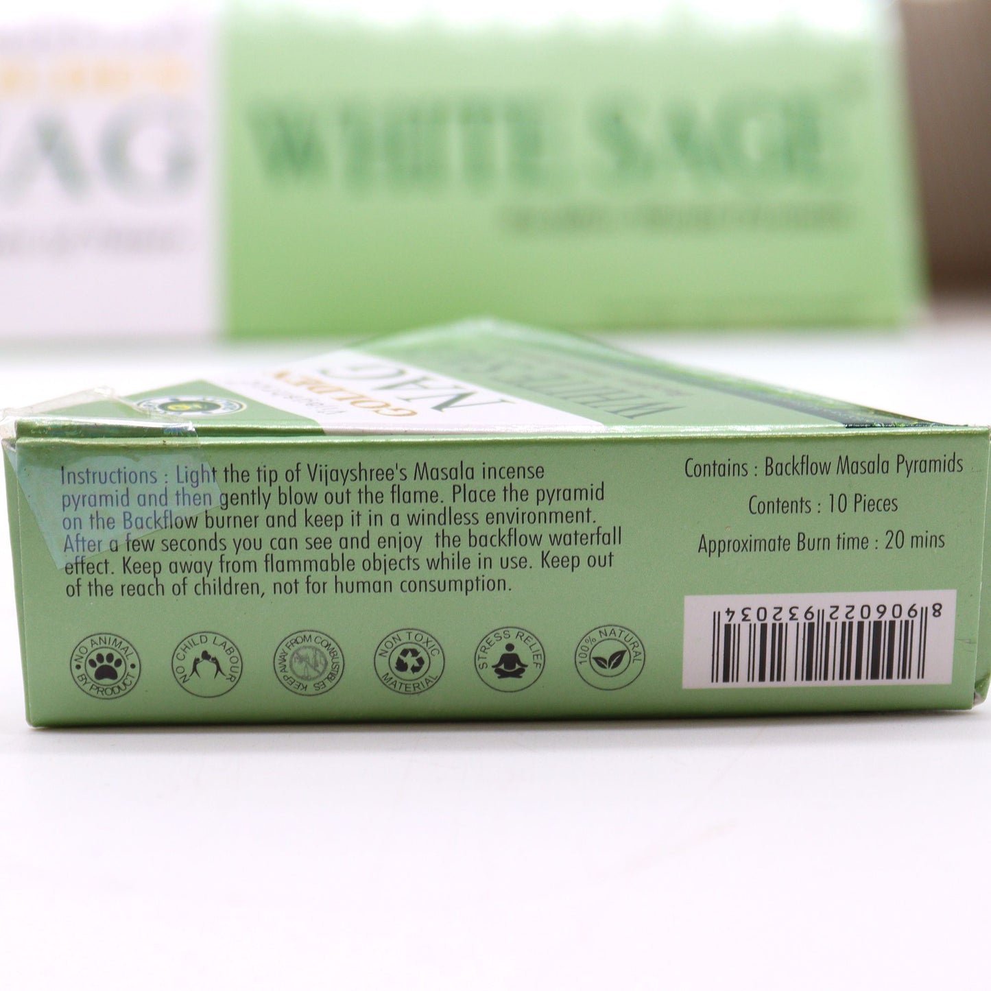 42g Jumbo Golden Nag - White Sage Back Flow Incense Cones