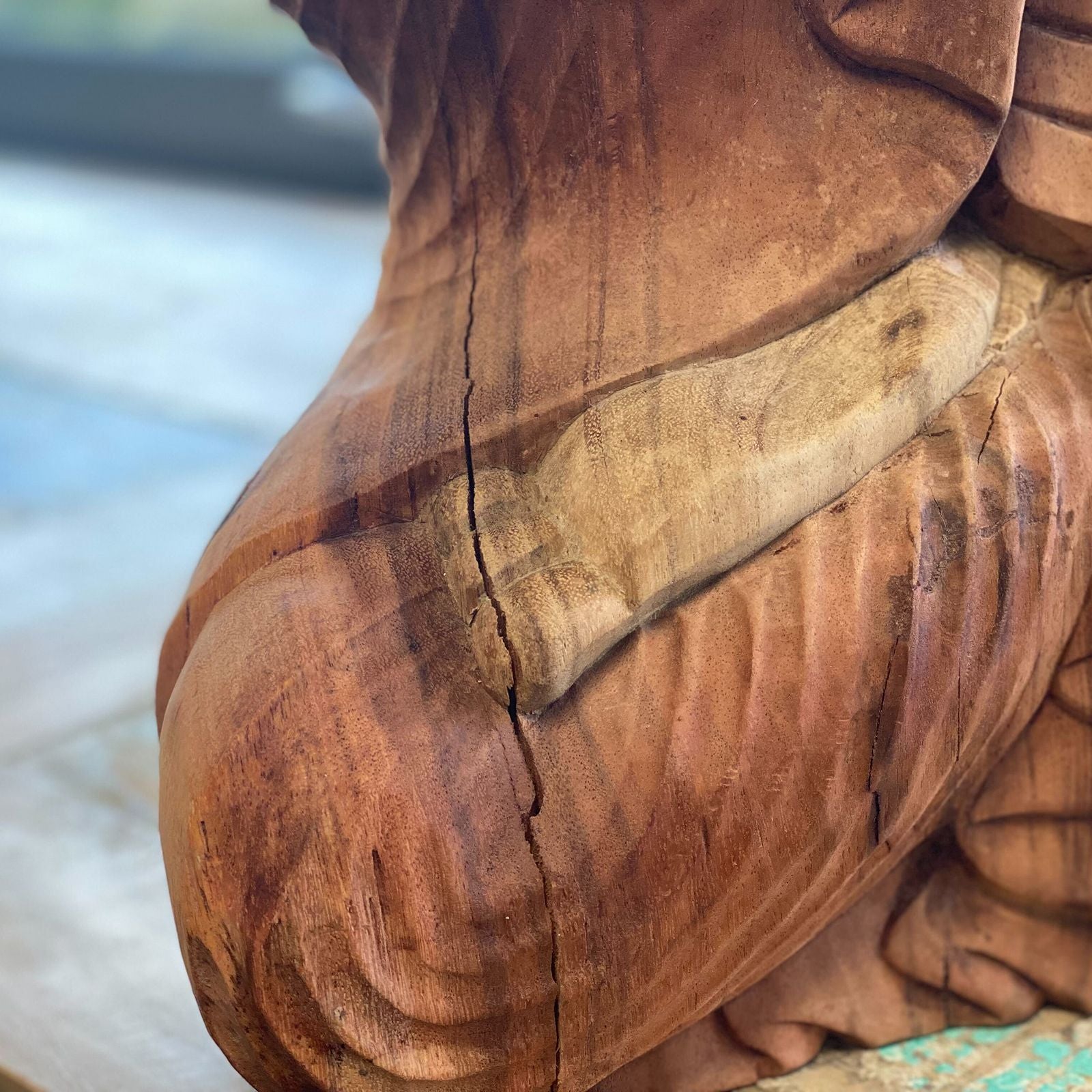 Hand Carved Buddha Statue - 30cm Hand Down