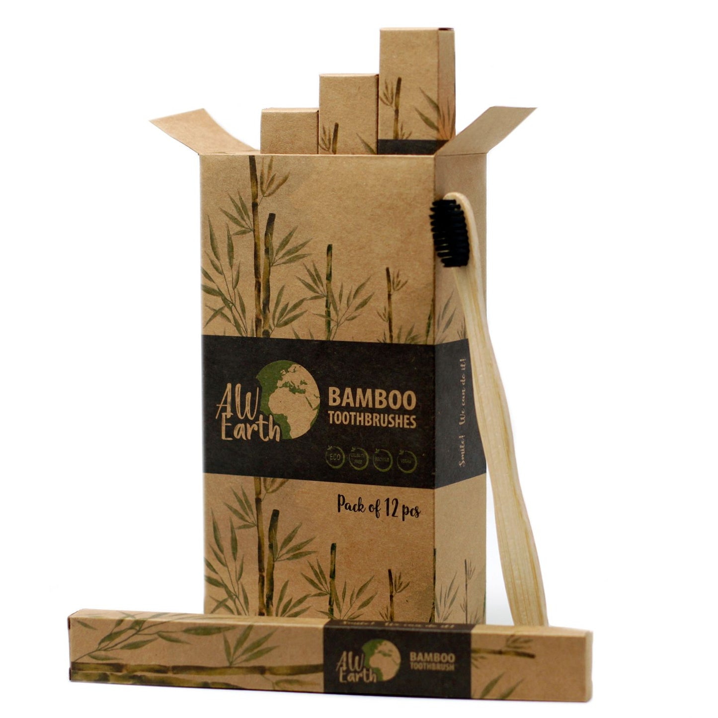 1x Bamboo Toothbrush - Charcoal Medium Soft