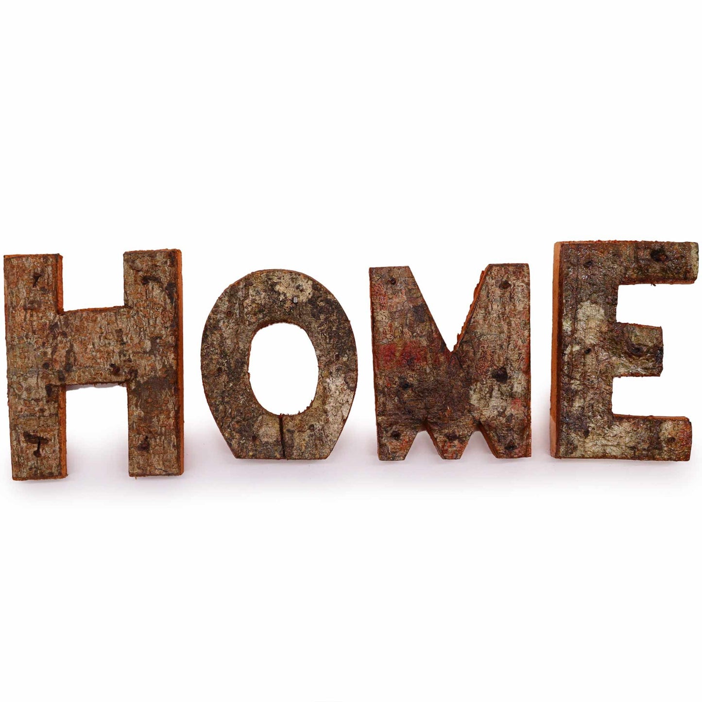 Rustic Bark Letter Set - HOME (4) - 7cm