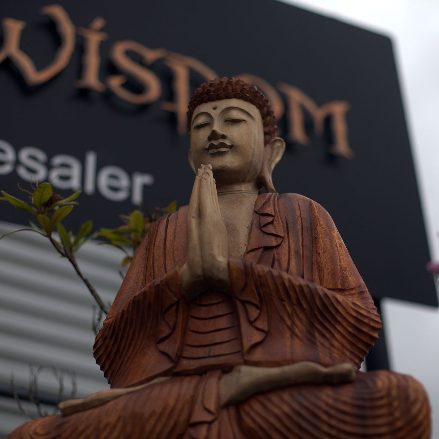 Hand Carved Buddha Statue - 80cm Welcome