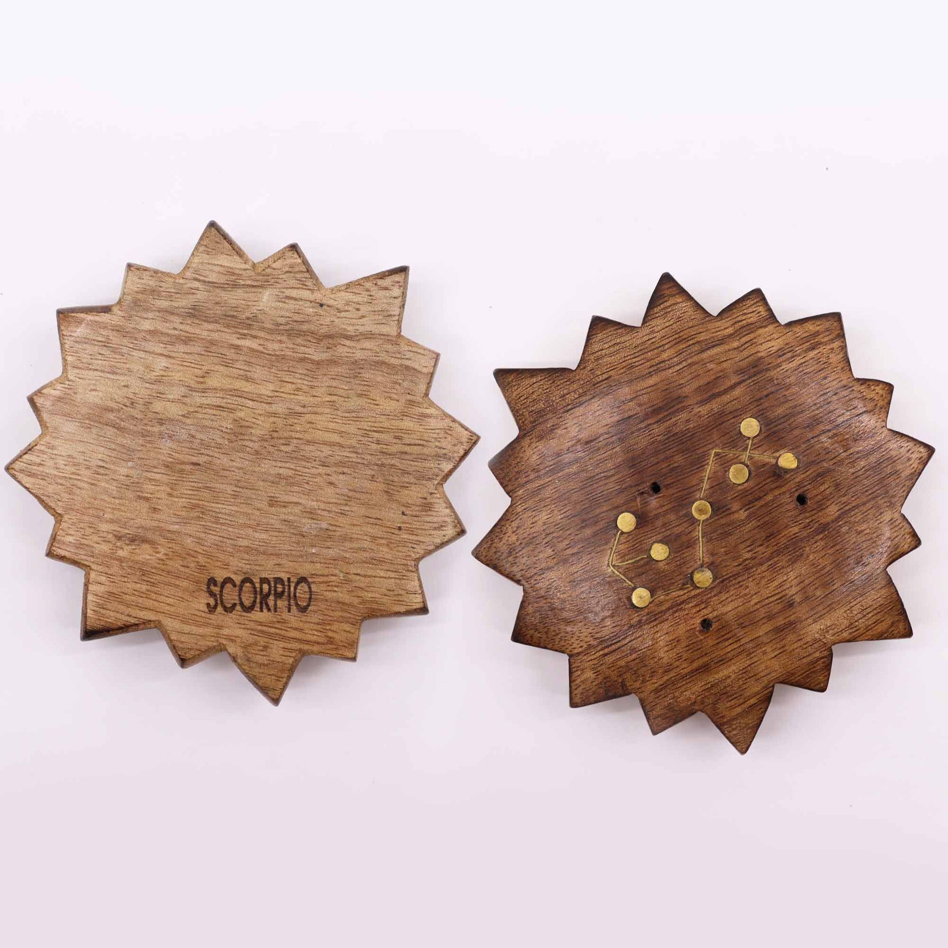 Engraved and Brass Zodiac Sign Incense Burners - Sun