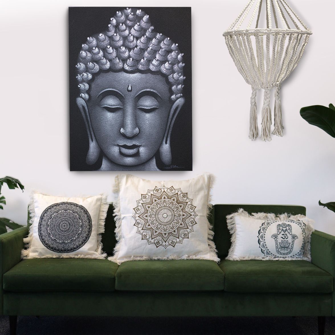 Lotus Mandala  Cushion - 60x60cm - bronze