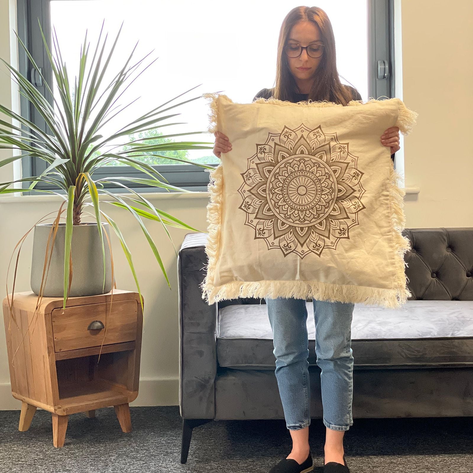 Lotus Mandala  Cushion - 60x60cm - bronze